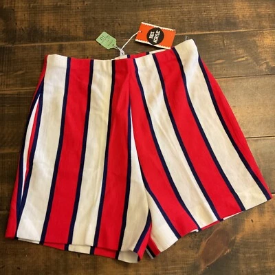 vintage 1950s 1960s 1970s Patriotic Striped Shorts Summer Beach Retro Red White - Image 1 of 4