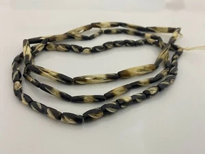 Carved Bone Two Tone Spiral Cut Buffalo Bone Horn Hairpipe Beads All sizes - Picture 1 of 4