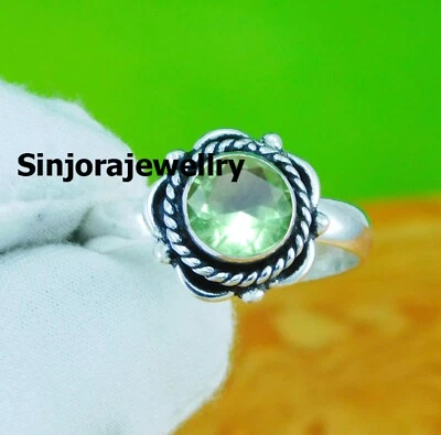 Green Amethyst Gemstone 925 sterling silver handmade Gift Ring US size 5 to 10 - Image 1 of 4