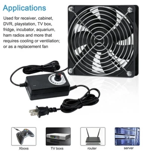 120mm 12cm 3000RPM PC Case Fan Router Cooling with Speed Controller USB/AC Plug - Picture 1 of 28