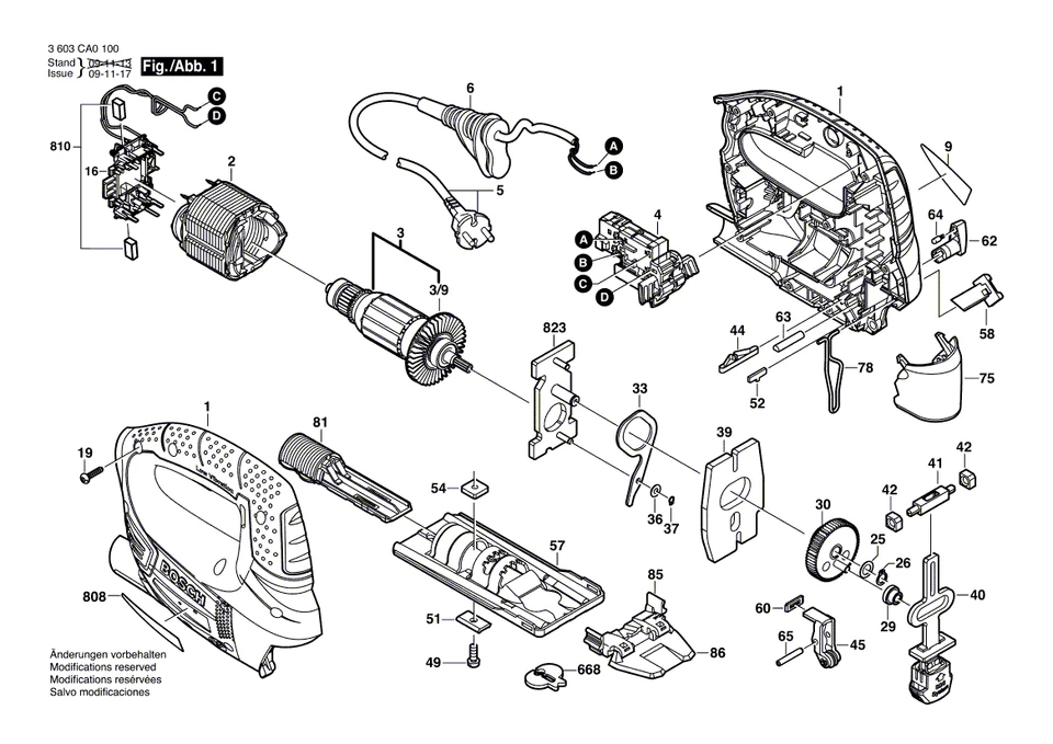 Bosch PST 800 PEL Stichsäge original Bosch Ersatzteile Liste 3603CA0101