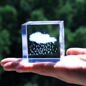 Cube en cristal clair solide cubique 3D gravure laser 3D spécial ornement cadeau d'anniversaire