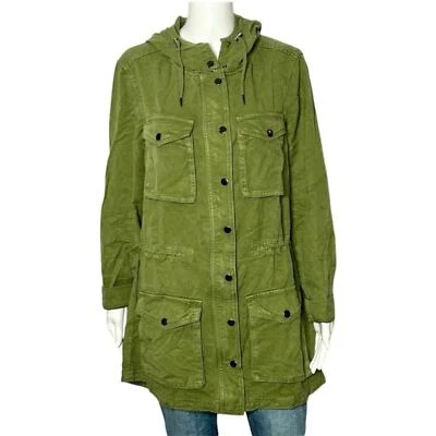 Chaqueta anorak con capucha Style Co verde utilitaria para mujer talla mediana nueva Foto 1 de 4