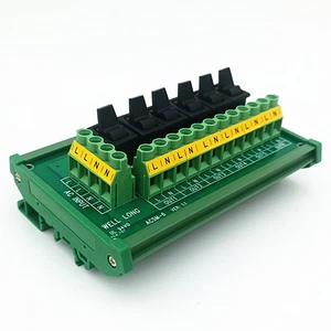 DIN Rail Mount 6 Channel Rocker Switch Power Distribution Strip Module AC 230V - Picture 1 of 8