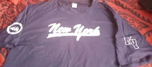 New New York Yankees 100% Polyester T-shirt Size 4XL Made In China Blue Short... - Picture 1 of 10