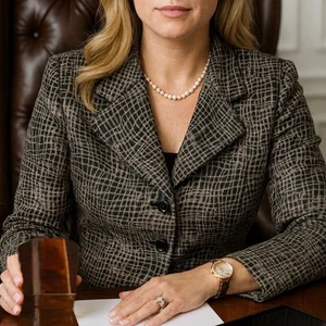 Armani Collezioni Women Blazer Jacket tweed wool Black Textured Pattern Size 14 - Picture 1 of 9