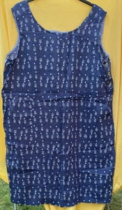 Ladies White Stuff Tunic Linen Dress Size 22 Ink Navy Blue Floral Print - Picture 1 of 10