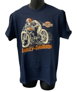 Harley Davidson Men's Velocity Short Sleeve T-Shirt Blue 402919010 - Picture 1 of 2