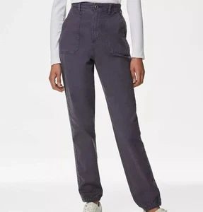 M&S JEAN JOGGER SLIM FIT HIGH WAIST DAMEN ANKLE GRAZER HOSE BAUMWOLLMISCHUNG - Bild 1 von 3