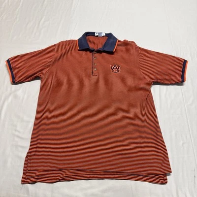 Vintage Auburn Tigers Polo Shirt Mens XL Orange Stripes Russell Athletic Golfing - Image 1 of 4
