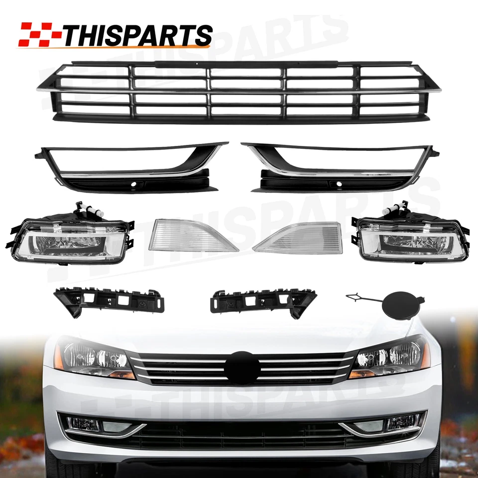 For 2012-2015 VW Volkswagen Passat Front Bumper Lower Grille Fog Light Assembly - Imagem 1 de 4