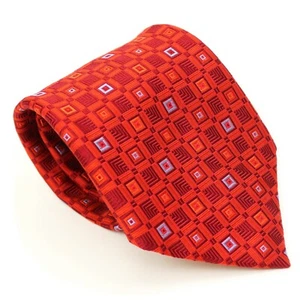 Corbata Chelsea by Robert Talbott naranja/azul claro geométrica texturizada 100 % seda EE. UU. - Imagen 1 de 5