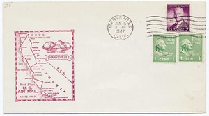 US 1947 First Flight Cover CAM 76 Marysville California to Sacramento 76S15 Cach - Picture 1 of 2
