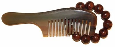 Premium Handmade Wide Tooth Buffalo Horn Comb, 100% Natural, No Static (White) - Image 1 of 4