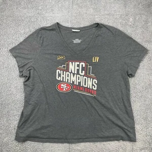 San Francisco 49ers T-Shirt Womens Plus 3X 26W-28W Short Sleeve NFL V-Neck Gray - Picture 1 of 11
