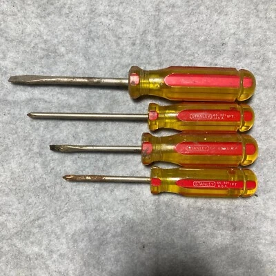 4 Stanley Screwdrivers Lot USA Slotted Philips Flat Head Hand Tools 65-321 64882 - Image 1 of 4