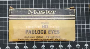 12 PAAR MASTER LOCK #60 VORHÄNGESCHLOSS AUGEN, NEW OLD STOCK, CADMIUM ROSTFREI, STAHL - Bild 1 von 4