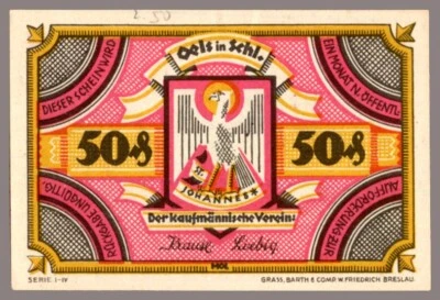 #33766 OELS Germany. Banknote notgeld 50 Pfennig. - Image 1 of 2
