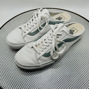Vans Estilo 36 Mula Cuero Blanco Gris Nuevo Para hombres 11.5 Para mujeres 13 Cordones Sin Cordones - Imagen 1 de 12