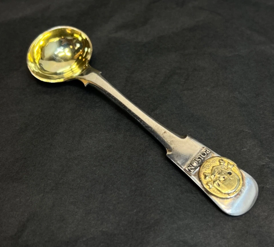 1832 Sterling Silver Medicine Apothecary Spoon Mini Ladle Poison Skull Bones - Image 1 of 4