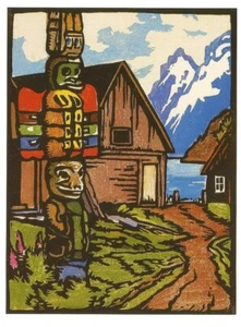 Postkarte William S. Rice ""Indianerdorf, Alaska"" c1930 Ankermuseum AK MNT - Bild 1 von 1