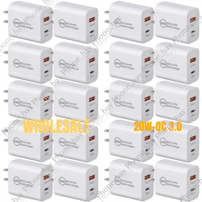 Cubo Cargador Rápido 20W PD USB C Alimentación QC 3.0 Adaptador Para iPhone iPad Android Lote Foto 1 de 4