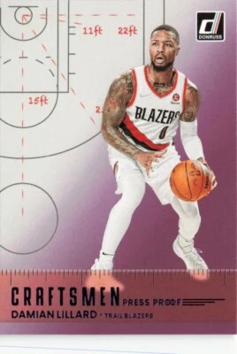 2022-23 Donruss Damian Lillard CRAFTSMEN Purple Press Proof Trail Blazers #9 - Image 1 of 2