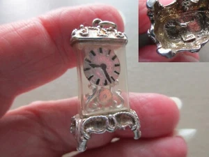 ANTIQUE VINTAGE OLD STERLING SILVER RARE LARGE NUVO CLOCK FOB CHARM PENDANT 1974 - Picture 1 of 9