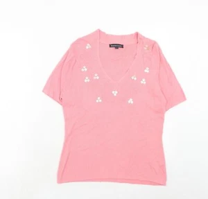 Laura Scott Womens Pink V-Neck Viscose Blend Jumper Size M - Picture 1 of 10