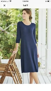 Vestido Suéter Tejido Soft Surroundings L/S Margulies Azul Marino Talla Cremallera trasera pequeña S  - Imagen 1 de 11