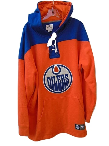 Fanatics NHL Edmonton Oilers Breakaway Lace Up Hoodie Men's 2XL Orange Cover