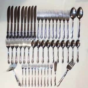Vintage SL&GH Rogers Oneida HOMESTEAD Set di Posate Acciaio Inox 49pz Servizio per 9 - Foto 1 di 10