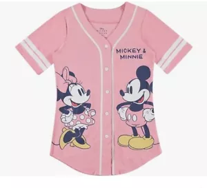 Baseball-Trikot Disney Größe M M Minnie & Mickey Mouse hellrosa Knopfleiste neu mit Etikett - Bild 1 von 8