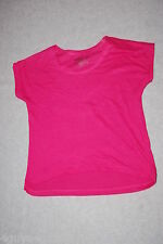 Girls S/S Tee Shirt DARK PINK HI-LOW Solid Color SIZE S 6-6X