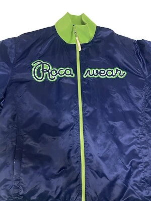 ROCAWEAR Y2K Chaqueta de Bombardero/Abrigo de Invierno para Hombres 3XL Cremallera Completa Verde y Azul Marino Años 2000 Foto 1 de 4