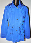 Charter Club Size S Blue Water Resistant Raincoat Hooded Detachable Hood Zip Up