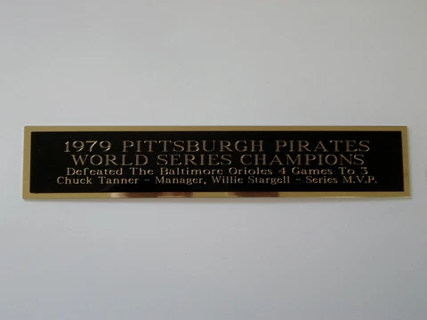 1979 Pittsburgh Pirates World Series Nameplate For A Baseball Bat Case 1.25 X 6 Cover