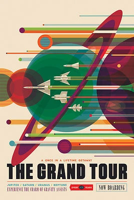 NASA The Grand Tour Space Tourism Travel Poster Voyager JPL Large Wall Art Print - Image 1 of 2