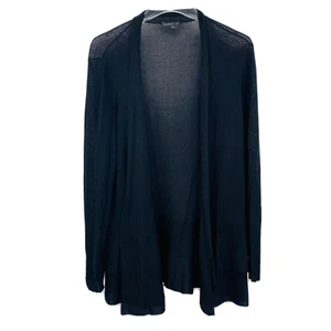 Cárdigan Eileen Fisher Talla Mediana Negro Manga Larga Frente Abierto Volantes Dobladillo - Imagen 1 de 8