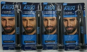 4PK Just For Men 1-Day Beard & Brow Color ~ Darkest Brown/Black ~0.3 FL OZ EACH - Picture 1 of 2