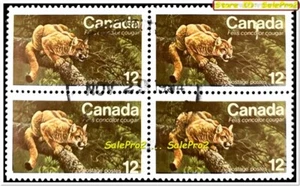 CANADA 1977 WILDLIFE COUGAR FACE 48 CENT UNH RARE '94 CANCELLATION STAMP BLOCK - Picture 1 of 2
