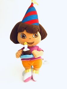 2005 Dora The Explorer Plush Nick Jr. Happy Birthday cupcake Candle  9" 0052