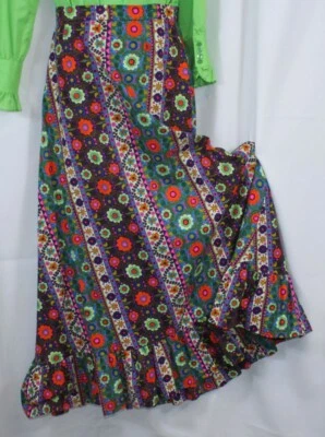 Vtg Skirt Maxi 1960s 70s Psychedelic Retro Long Full Festival Flower Power S - Image 1 of 4