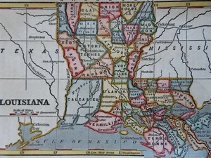 Louisiana state 1853 Ensign charming miniature hand color map - Picture 1 of 2