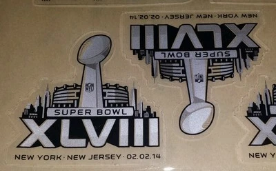 SUPER BOWL XLVIII NY NJ Decals 02.02.14 NFL WILSON LYNCH SHERMAN THOMAS MANNING - Image 1 of 2