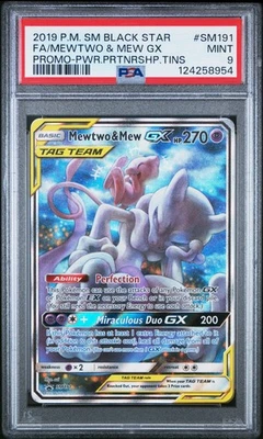 Mewtwo & Mew GX SM191 Promo Power Partnership Tin Tag Team MINT PSA 9 - Image 1 of 2