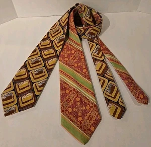 Vtg Don Loper & Superba 70s Kipper Style Fat Ties (Lot of 2)   Polyester 4.5 In. - Picture 1 of 6