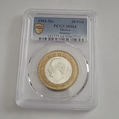 Mexico 1993 Hidalgo 20 Nuevos Pesos Bi-Metalic Silver.925 PCGS MS64 Coin # (223) - Image 1 of 2