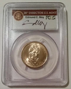PCGS 2009 W H Harrison Presidential Dollar Error Missing Edge Lettering MS66 Moy - Picture 1 of 2