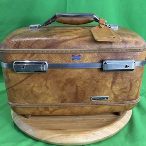Estuche de Maquillaje de Viaje de Colección AMERICAN TOURISTER Marrón Tortuga Carcasa Dura Tren - Imagen 1 de 13